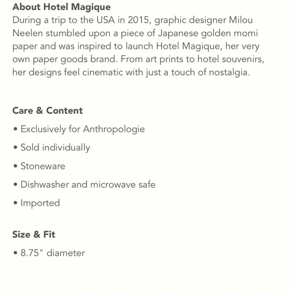 Anthropologie Hotel Magique collection, NWT “Art and Kisses” platter & 2 plates - Picture 15 of 16